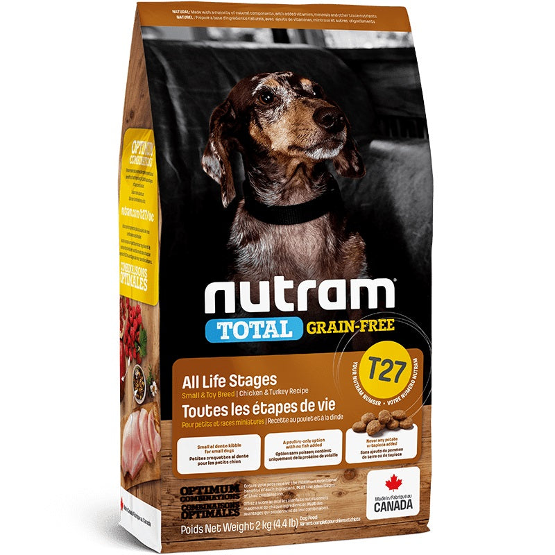 NEW T27 NUTRAM TOTAL GRAIN-FREE TURKEY & CHICKEN SMALL DOG