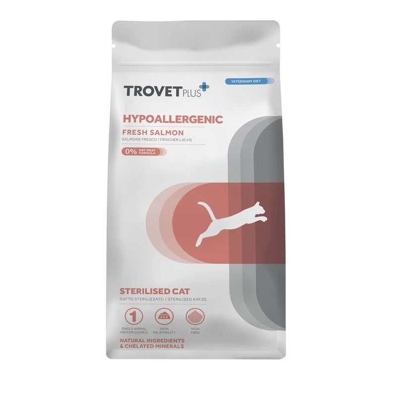 TROVET PLUS STERILISED CAT HYPOALLERGENIC FRESH SALMON VETERINARY DIET X 2.5 KG