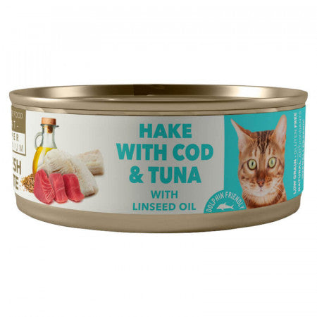 AMITY HAKE WITH COD & TUNA STERILIZED CAT WET FOOD X 80 GR
