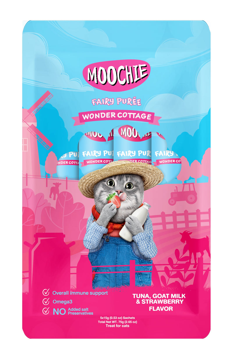 MOOCHIE CAT - TUNA, GOAT MILK & STRAWBERRY FLAVOR X 75 GR.