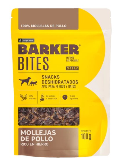 BARKER BITES MOLLEJAS DE POLLO X 100 GR