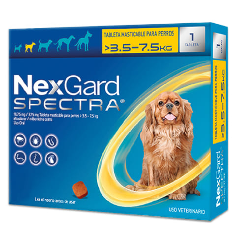 NEXGARD SPECTRA DE 3.6 A 7.5 KG X 3 MASTICABLES